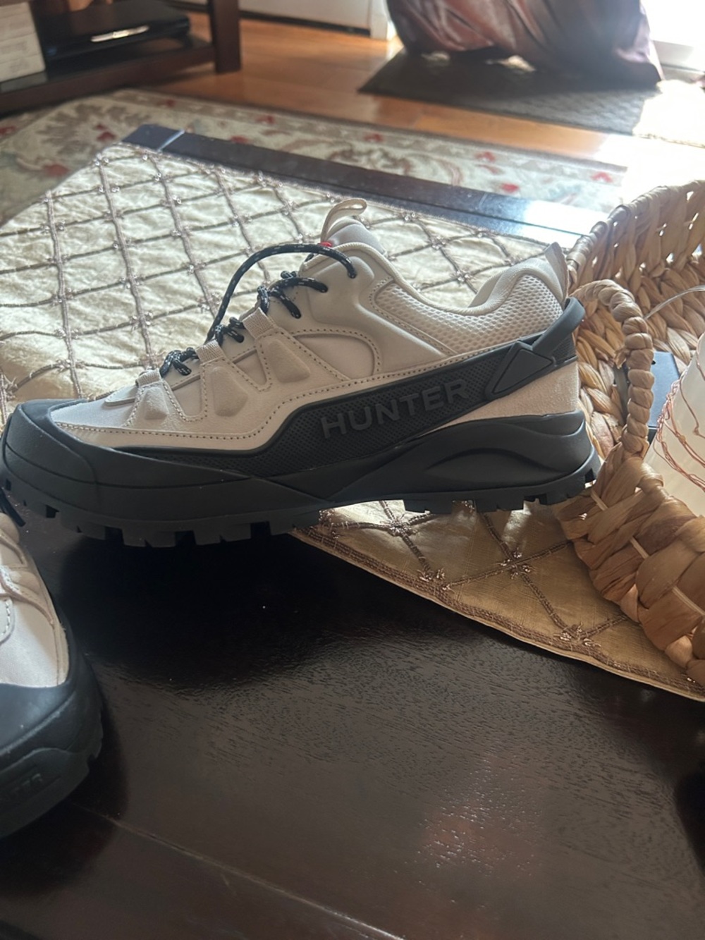 Hunter womens Nicia Beige and Black Trail Sneakers - Picture 2 of 5